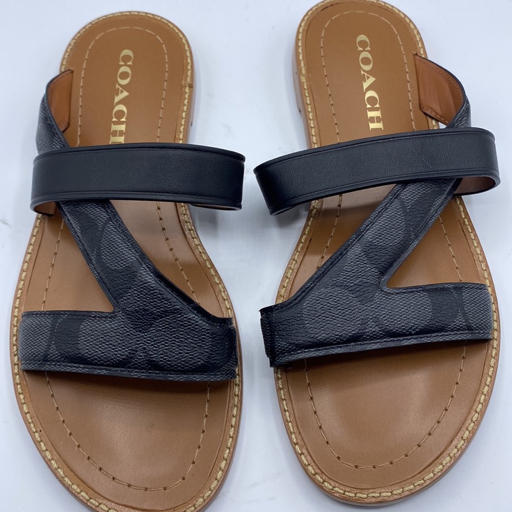 Coach Black Slide Sandals